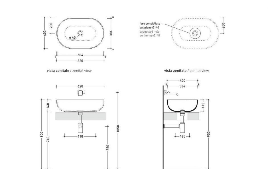 Накладная раковина Flaminia App 62 Countertop Basin 62х40 ФОТО