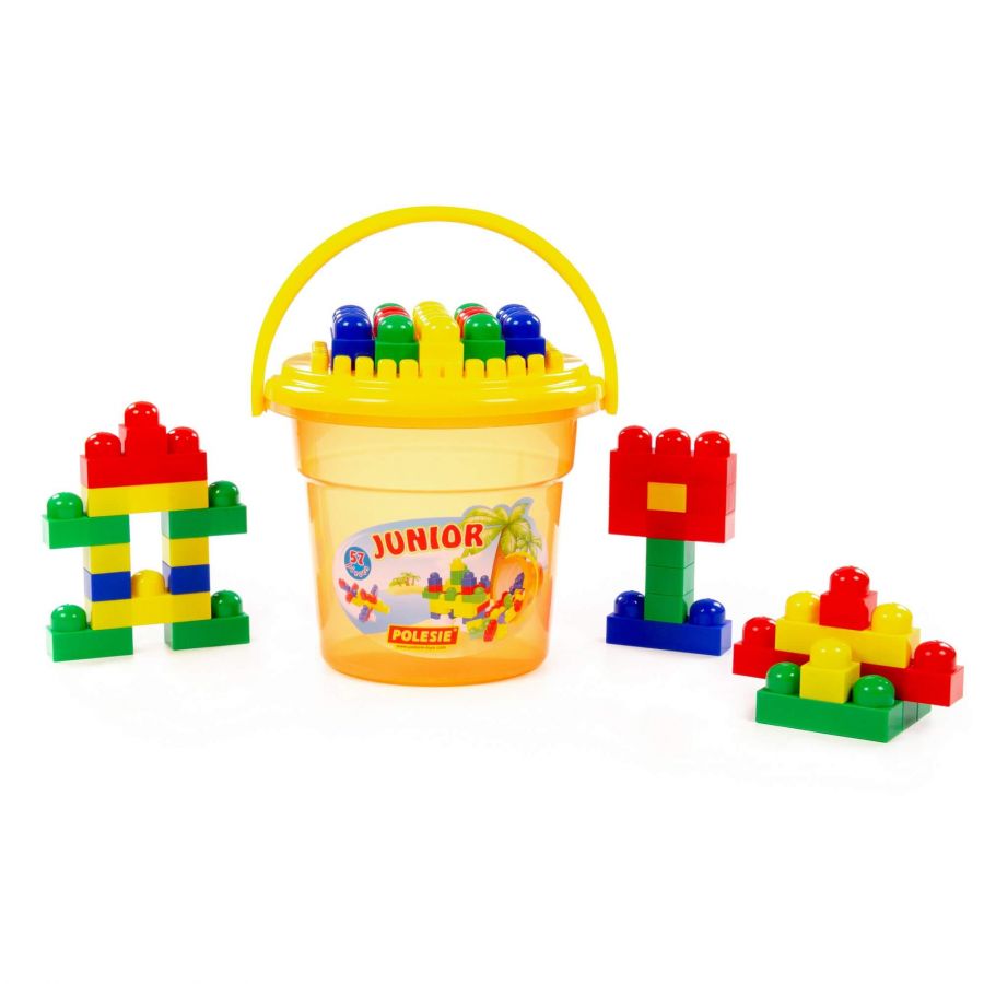 Конструктор "Юниор" (57 элементов) (в ведре оранжевом "Макси" с крышкой)