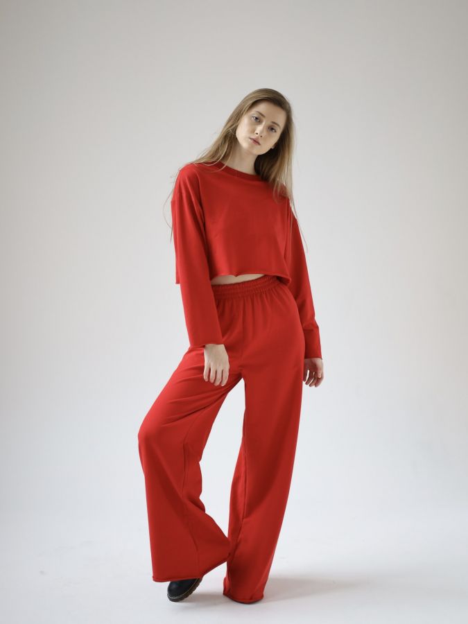 Кофта укороченная красная