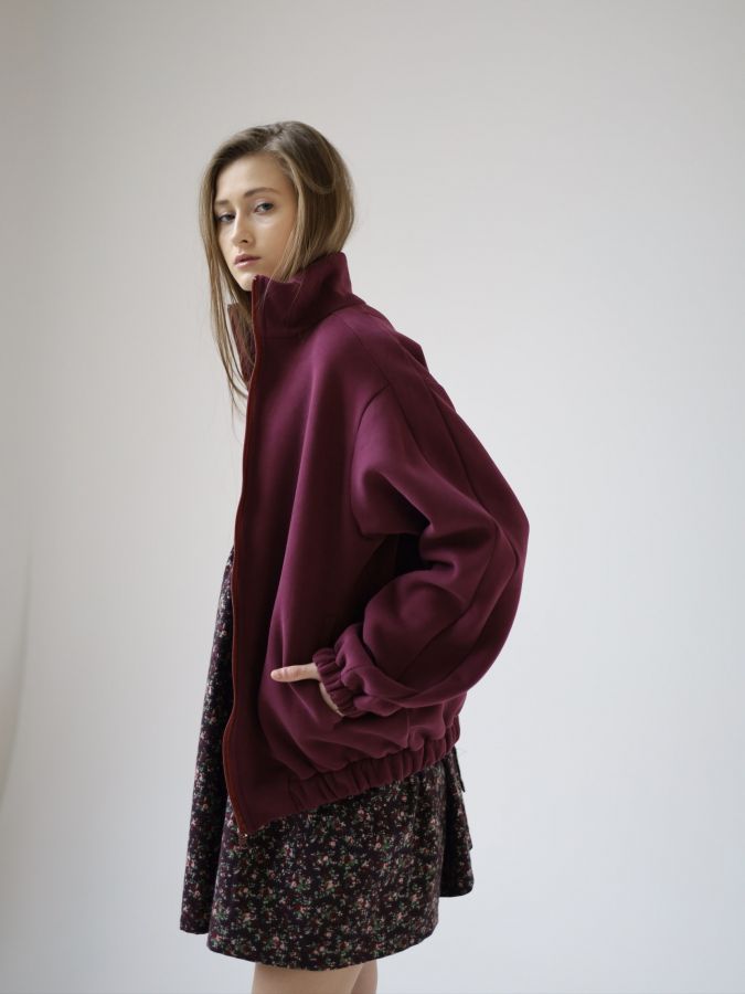 Олимпийка оверсайз с начесом каберне