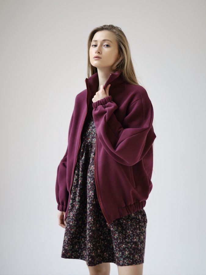 Олимпийка оверсайз с начесом каберне