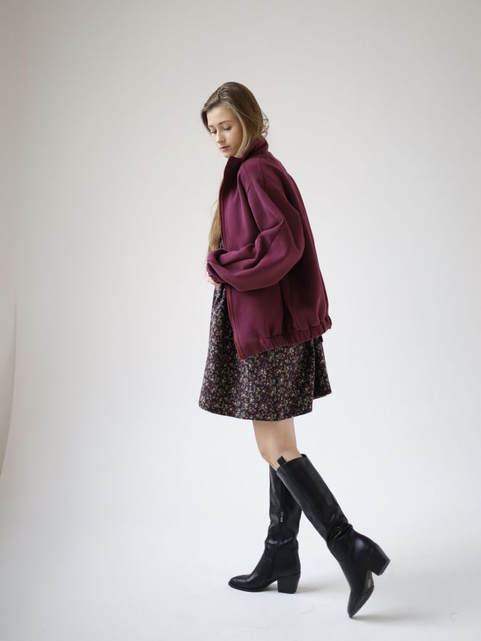 Олимпийка оверсайз с начесом каберне