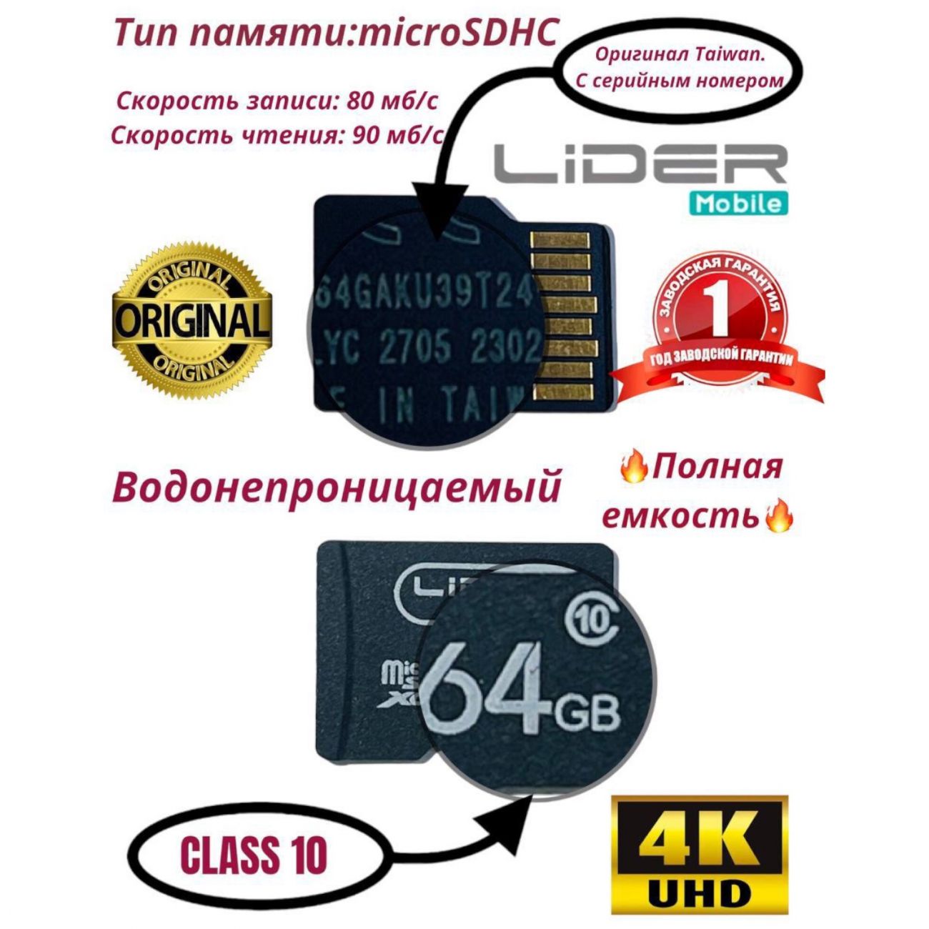 Карта памяти MicroSDHC S-87 256GB  Class 10  LiDER