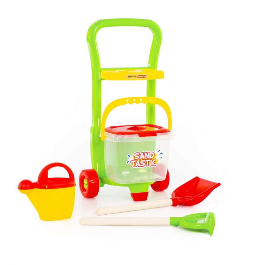 Набор №394 "Sand Tastic": тележка "Caddie", лопата №15, грабли №15, ведро №8, лейка №10