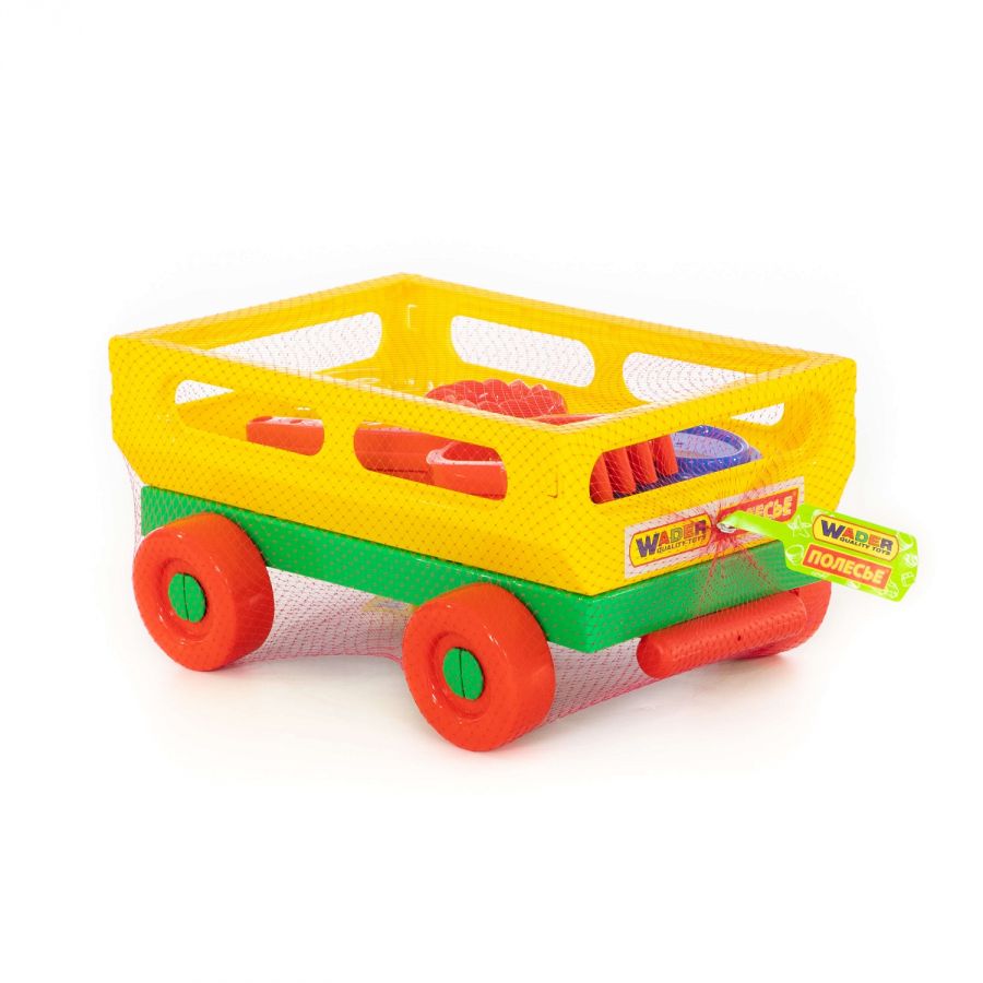 Набор №481: тележка с ручкой №2, лопатка №30, грабельки №30, формочки "Пирожные" 3 шт