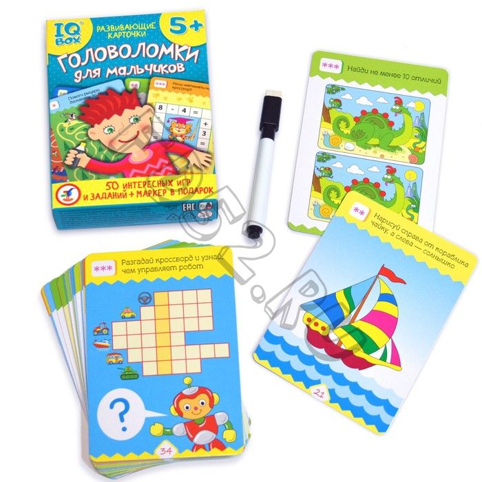 Карточная игра IQ Box «Головоломки для мальчиков»