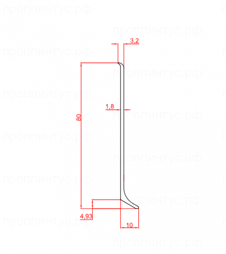 ДЕКОПРОФИЛЬ L-образный алюминиевый анодированный плинтус 80 мм
