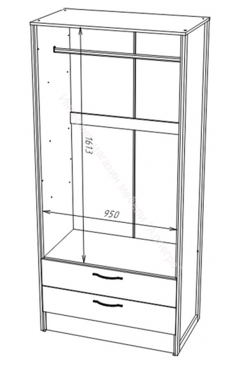 Шкаф 2-х дверный (N) HUGO Дуб Гранж/Железный камень