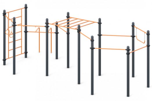 Спортивный комплекс с турниками. рукоходами, гимнастическими кольцами, брусьями W-03-014