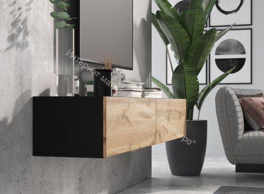 Тумба ТВ 180 SOMERO Чёрный/Дуб Вотан