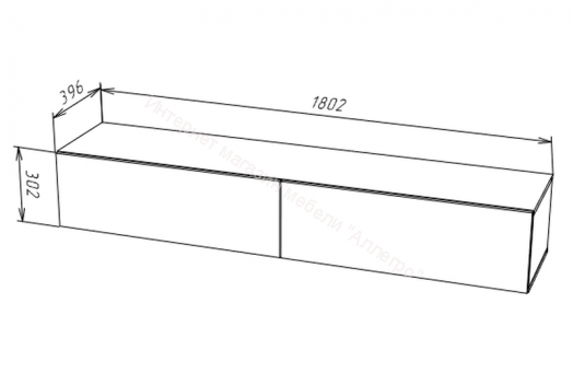 Тумба ТВ 180 SOMERO Чёрный/Дуб Вотан