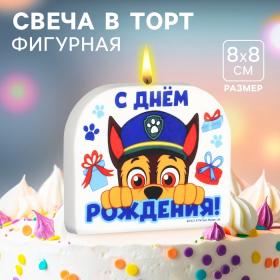 Свеча для торта "С Днем Рождения!", 8 х 8,8 см, Щенячий патруль