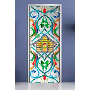 Стеклянная межкомнатная дверь с фотопечатью DW «Stained Glass-08»