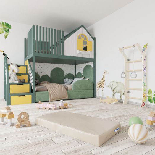 Мат (мягкий щит)  1000*500*100, одинарный (голубой/желтый)