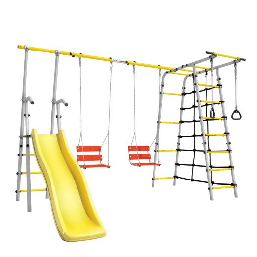 Детский спортивный комплекс для дачи  Богатырь Плюс - 2 (желтый/серый)