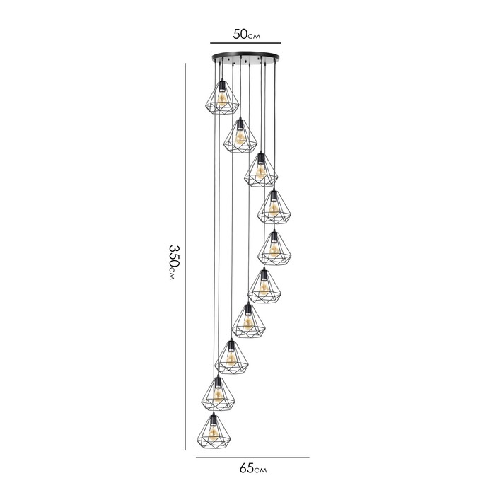 Светильник-каскад "Адри" 10хЕ27 40Вт черный 65х65х350 см