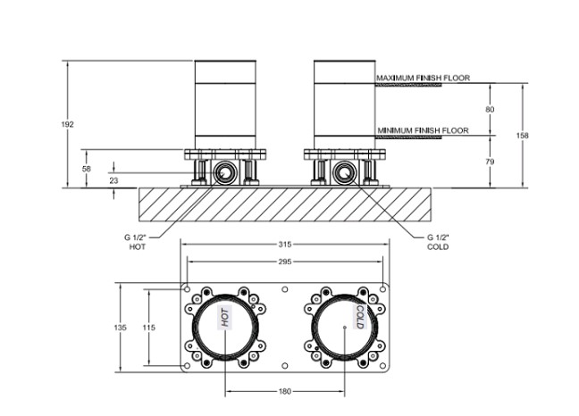 Внутренняя часть для напольного смесителя Gessi для ванны 58099