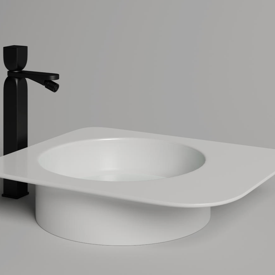 Изображение Белая накладная раковина Salini Ninfea 54,5х44,7 с крылом