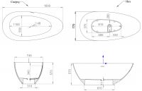 Ванна из искусственного камня Salini Paola 160x77 101511G схема 3