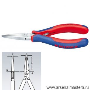 Новинка! Плоскогубцы захватные для электроники плоские губки 145 мм, 2 - х компонентные ручки KNIPEX KN-3552145