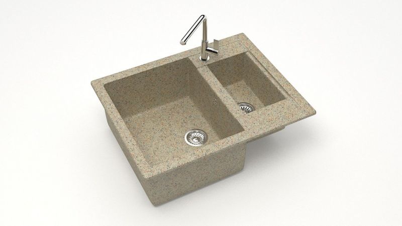 Мойка для кухни полторы чаши каменная 60,5x49 см SANTEGRO SZ019-605/Q5 бежевый матовый