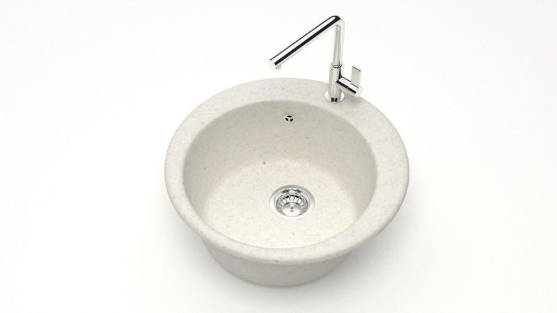 Мойка для кухни круглая каменная 47,5x47,5 см SANTEGRO SZ030-475/Q7 белый матовый