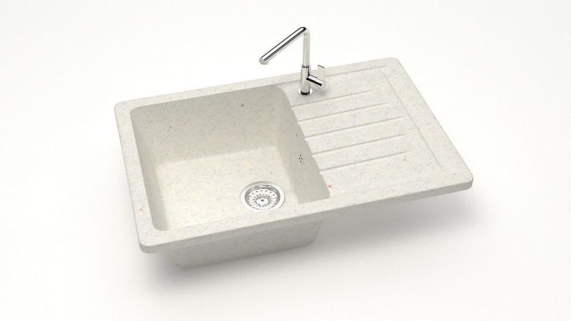 Мойка для кухни с крылом каменная 74x49 см SANTEGRO SZ016-740/Q7 белый матовый