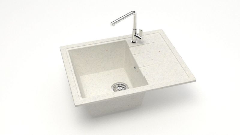 Мойка для кухни с крылом каменная 57,5x0,1 см SANTEGRO SZ150-575/Q7 белый матовый