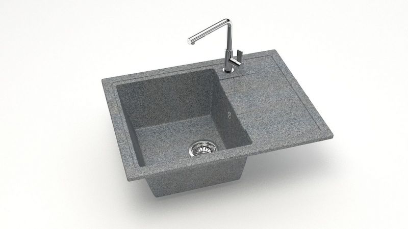 Мойка для кухни с крылом каменная 57,5x0,1 см SANTEGRO SZ150-575/Q8 серый матовый