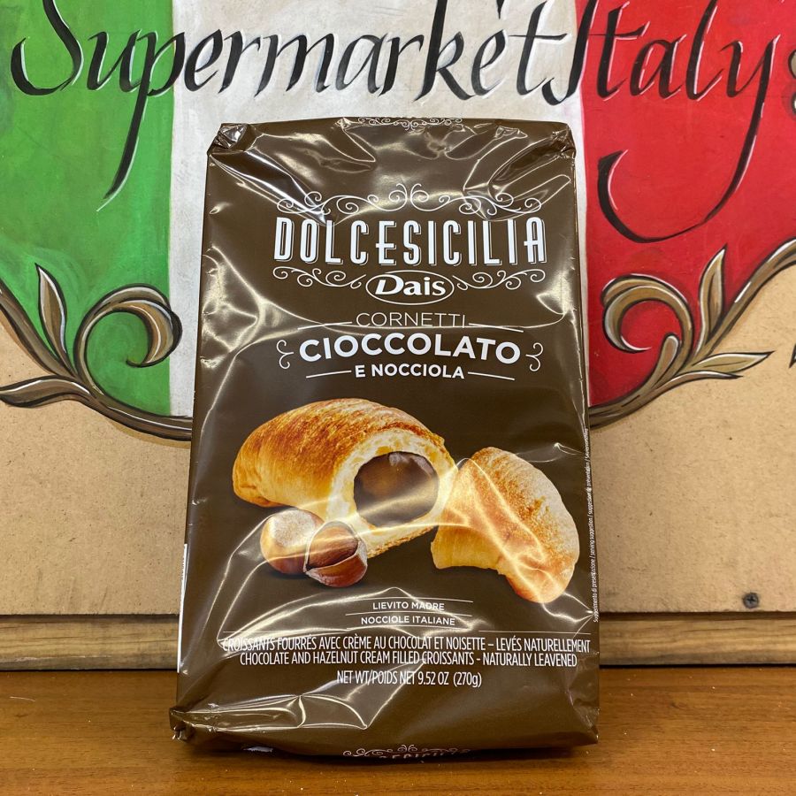 Круассаны с шоколадно-ореховым кремом Dolce Sicilia (6 шт по 45 г) 270 г, Cornetti farciti con crema al cioccolato e nocciola, 270 g