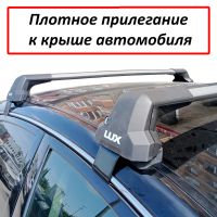 Багажник на крышу Geely Emgrand (седан, 2021-…), Lux City (без выступов), с замком, серебристые крыловидные дуги