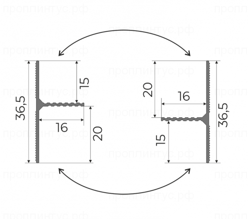 Теневой профиль без подсветки чёрный