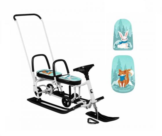 Снегокат детский Барс 507 Twins Baby Wheel для двоих Лисенок Flash