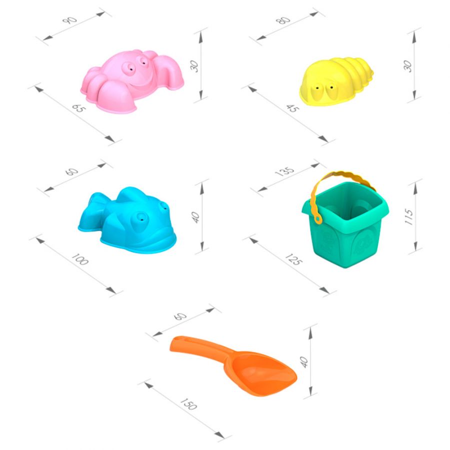 Набор №4 "Лето" ШКОДА (ведро бол+совок бол+3 форм.) (в сетке)