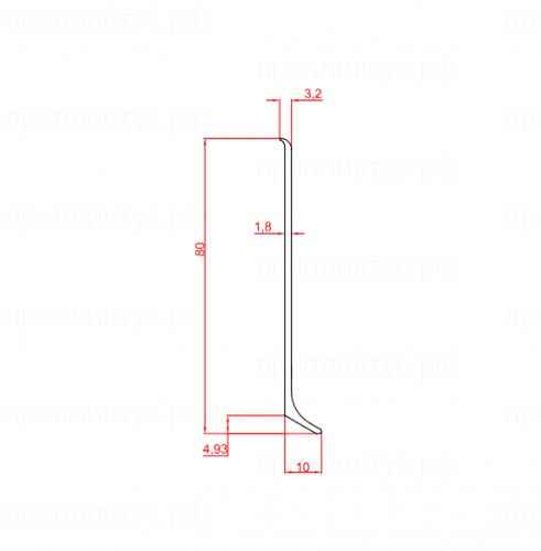 ДЕКОПРОФИЛЬ L-образный алюминиевый анодированный чёрный плинтус 80 мм
