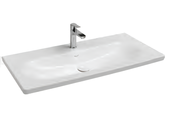 Изображение Накладная прямоугольная раковина Isvea Sistema S с отверстием под смеситель без донного клапана 101 см