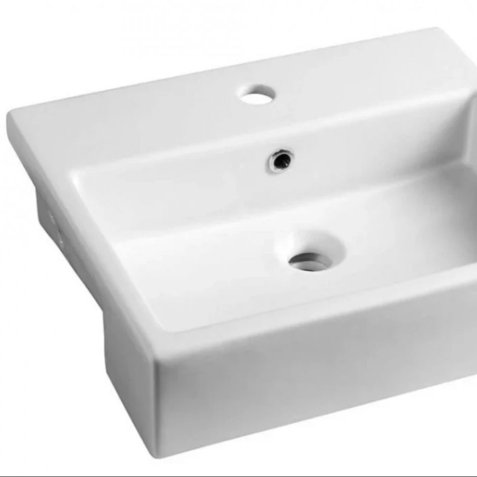 Изображение Полувстраиваемая прямоугольная раковина Isvea Infinity 50 с отверстием под смеситель без донного клапана 50 см