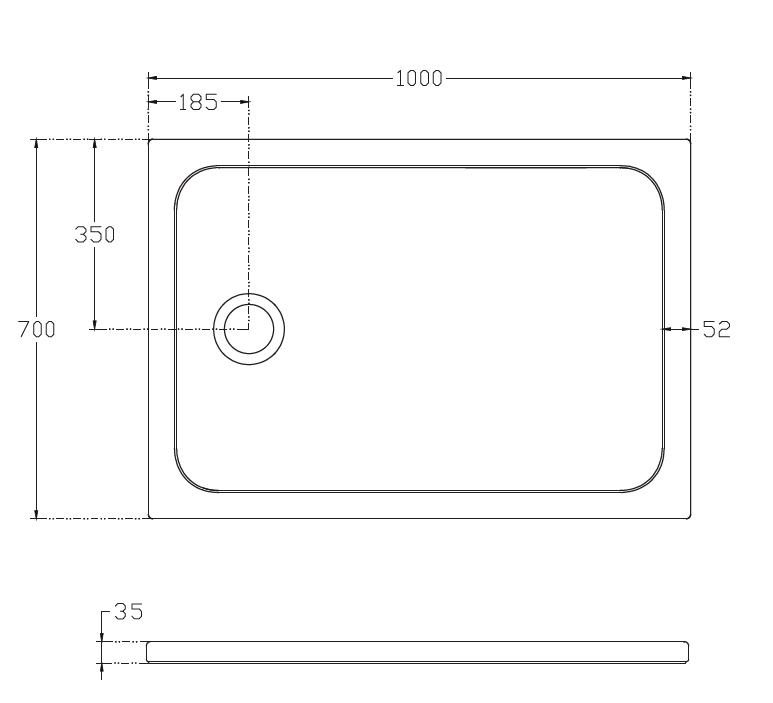 Прямоугольный душевой поддон Isvea Flat 100х70 10DT97368 схема 2