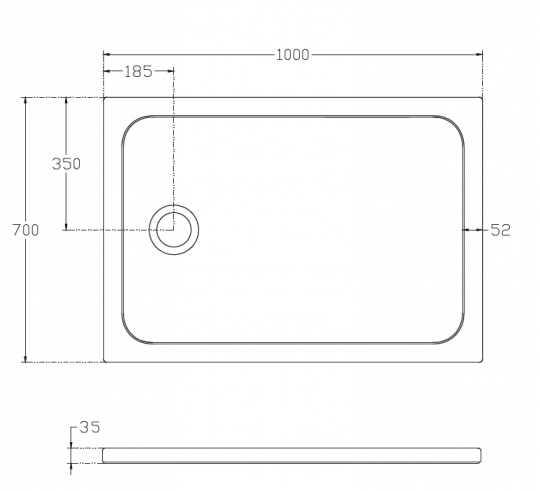 Прямоугольный душевой поддон Isvea Flat 100х70 10DT97368 схема 2