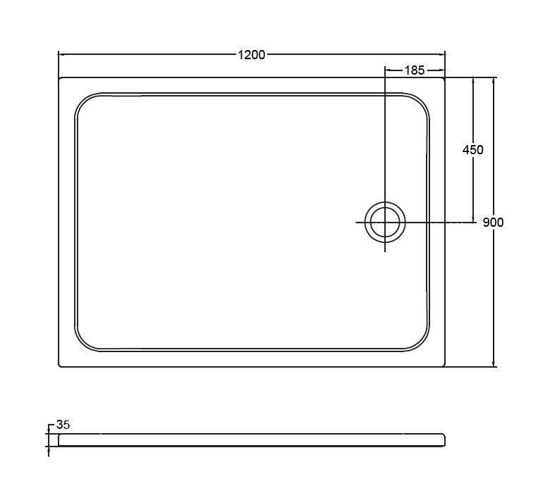 Прямоугольный душевой поддон Isvea Flat 120х90 10DT97229-42 схема 2