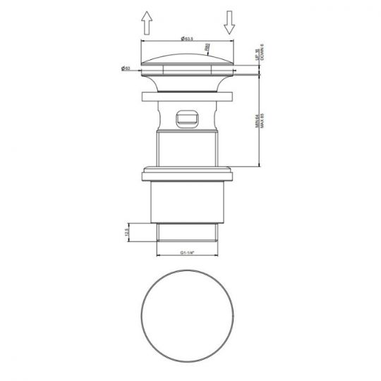 Автоматический донный клапан для раковины Gessi 01422 схема 2