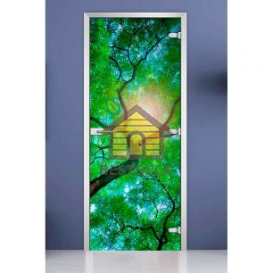 Стеклянная межкомнатная дверь с фотопечатью DW «Forest-02»