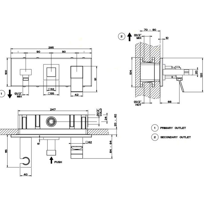 Встраиваемая часть смесителя для ванны/душа Gessi 44639 ФОТО