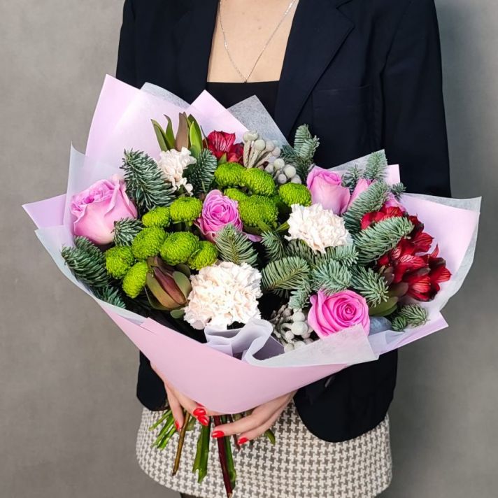 Букет с диантусами "Романтический подарок"