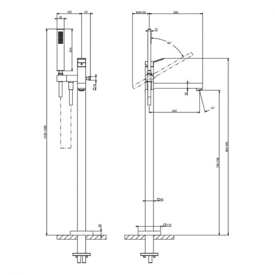 Смеситель для ванны Gessi Rettangolo K 53129 схема 4