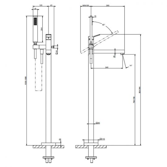 Смеситель для ванны Gessi Rettangolo K 53129 схема 6