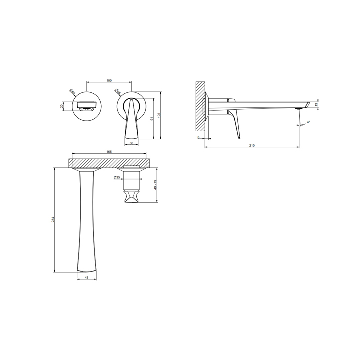 Смеситель для раковины Gessi Ventaglio 72088 ФОТО