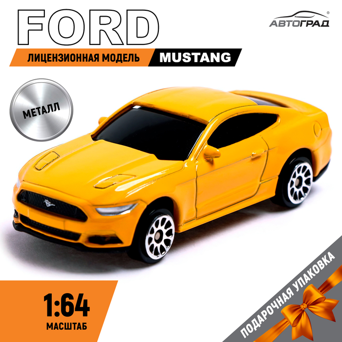 Машина металлическая FORD MUSTANG, 1:64, цвет жёлтый