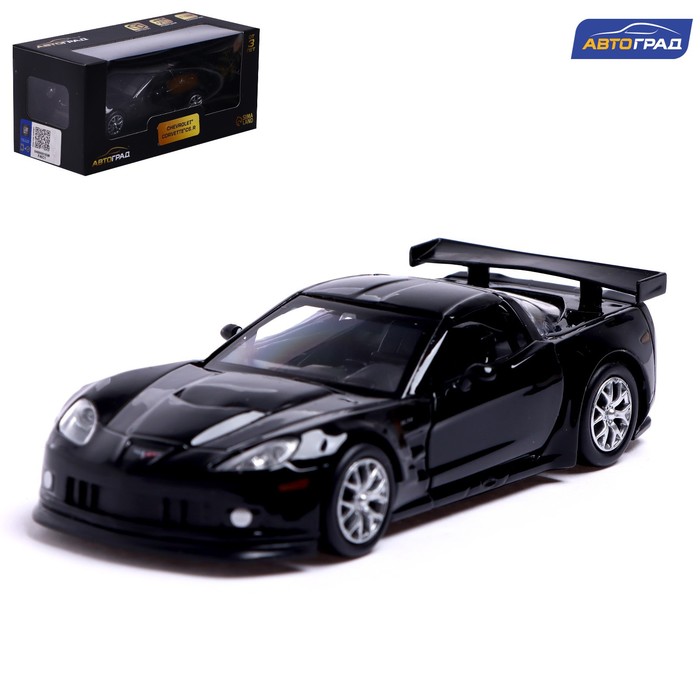 Машина металлическая CHEVROLET CORVETTE C6-R, 1:32, открываются двери, инерция, цвет чёрный