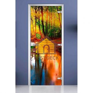 Стеклянная межкомнатная дверь с фотопечатью DW «Forest-18»